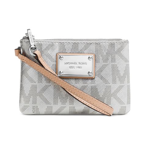 michael kors purse with silver hardware|Michael Kors small wristlet.